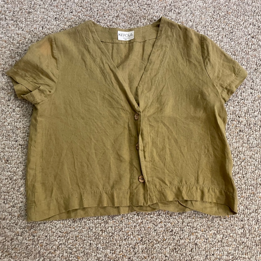 Kepola design linen blouse olive green